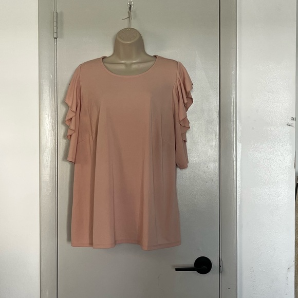 ⭐️ Bogo ⭐️ 🎈Eloquii peach Sz 18 cold shoulder top blouse - Picture 3 of 13